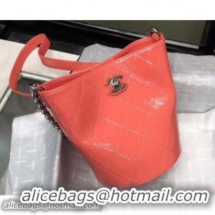 Classic Hot Chanel Crumpled Calfskin Small Bucket Bag A57636 Dark Pink 2018