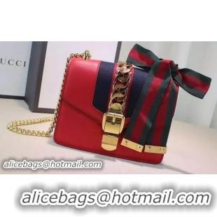 Hot Sell 2016 Gucci Sylvie Leather mini Chain Bag 431666 Red