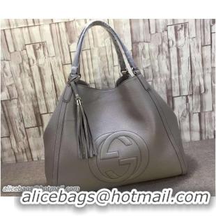 Crafted Gucci Soho Leather Shoulder Large Bag 282308 Gray