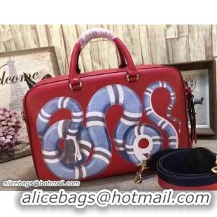 Best Price Gucci Snake Print Leather Top Handle Large Bag 453564 Red