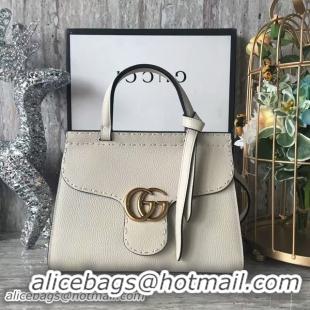 Top Grade Gucci GG Marmont Leather Top Handle Bag 442622 White