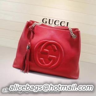Low Cost Gucci Soho Medium Tote Bag Calfskin Leather 308982 Red