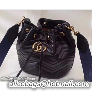 Traditional Discount Gucci Sylvie Web Strap GG Marmont Chevron Quilted Leather Bucket Bag 476674 Black 2017