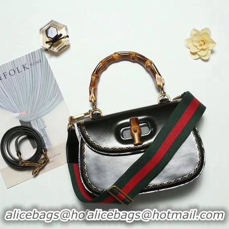 Stylish Gucci Bamboo Classic Leather Top Handle Bag 495880 Black