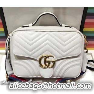 Pretty Style Gucci GG Marmont Matelassé Chevron Small Shoulder Bag 498100 White 2018