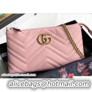 Shop Duplicate Gucci GG Marmont Matelassé Chevron Mini Chain Bag 443447 Light Pink 2018