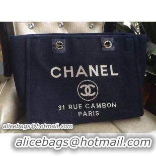 Well Crafted Chanel Medium Canvas Tote Shopping Bag A1679M Black