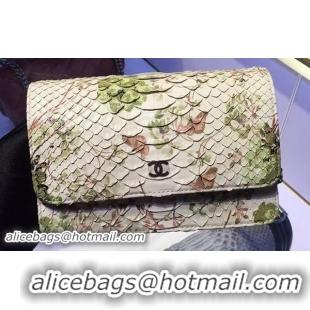 Top Design Chanel WOC Flap Bag Original Snake Leather A33814 Green