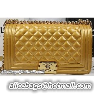 Boy Chanel Flap Bag Original Pearly Patent Leather A67025 Gold
