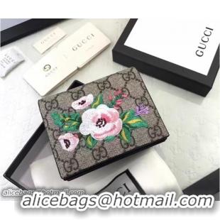 Best Product Gucci Embroidered Flowers Exclusive GG Supreme Card Case 456867 Black