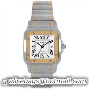 Cartier Santos Series 18kt Yellow Gold And Stainless Steel Mens Automatic Wristwatch-W20058C4