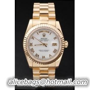 Rolex Day-Date Golden&White Surface Round Cutwork Watch-RD2440