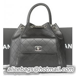 Sophisticated New Chanel Top Handle Bag Original Calfskin Leather A93881 Black
