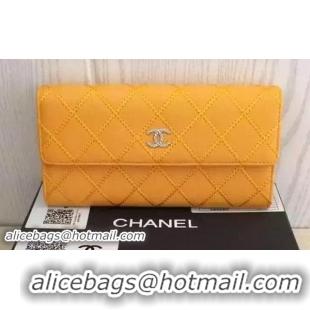 Top Quality Chanel Original Sheepskin Leather Bi-Fold Wallet A33989 Yellow