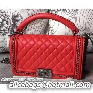 New Arrivals Boy Chanel Top Flap Bag Original Sheepskin A90095 Red