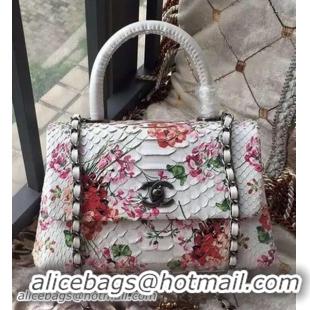 Perfect Chanel Classic Top Flap Bag Original Snake Leather A95169 White&Red
