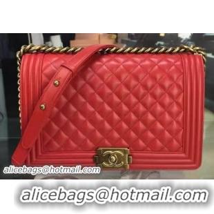 Perfect Boy Chanel Flap Bag Red Original Sheepskin Leather A67088 Gold