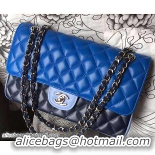 Grade Quality Chanel Lambskin Leather Tri-color Classic Flap Medium Bag 7040101 Blue/Navy/Sky Blue