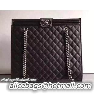 Best Chanel Large Boy Tote Bag A90980 Black Fall Winter