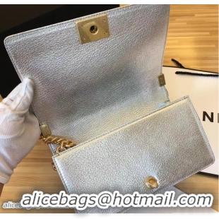 Top Quality Chanel Grained Calfskin Boy Flap Shoulder Medium Bag Fall Winter 7042401 Silver