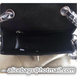 Unique Style Chanel Chevron Lambskin Clemence Classic Flap Bag A1115 Black With Sliver Hardware