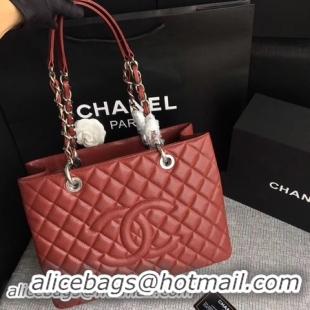 Charming Chanel LE Boy Grand Shopping Tote Bag GST Wine Cannage Pattern A50995 Silver
