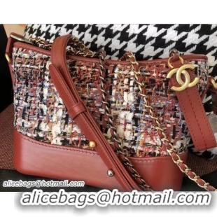 Best Chanel Tweed/Calfskin Gabrielle Small Hobo Bag A91810 Brick Red 2018