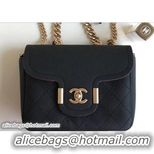 Fashion Chanel Grained Calfskin Archi Chic Small Flap Bag A57217 Black/Gold 2018