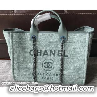 Best Price Chanel Golden Silk Thread Deauville Canvas Shopping Bag 31015 Green 2018