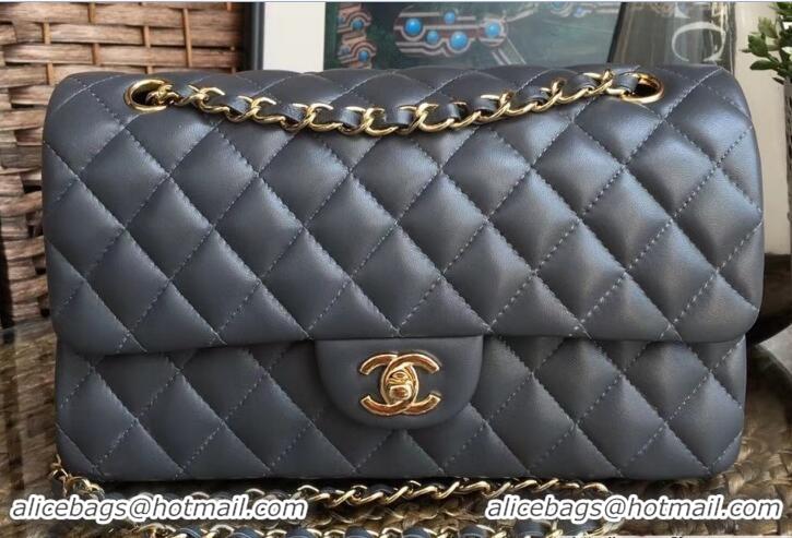 Best Product Chanel Classic Flap Medium Bag A1112 Gray in Sheepskin Leather with Gold Hardware