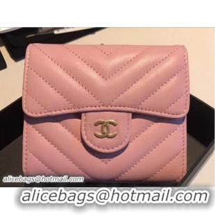 Discount Chanel Chevron Small Flap Wallet 606018 Pink 2018