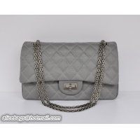 Stylish Chanel Handbag Elephant Grain Leather Gray/Silver Chain 28668
