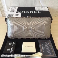 Duplicate Chanel Minaudiere Metallic Lambskin & Ruthenium-Finish Metal 78988 grey