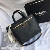 Classic Hot Chanel Small Shopping Bag Grained Calfskin & Gold-Tone Metal A57563 black