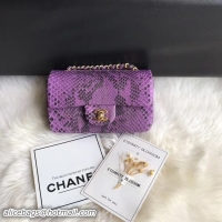 Discount Chanel Mini Flap Bag Python & Gold-Tone Metal A69900 Purple