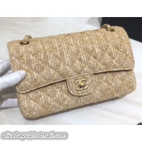Cheap Price Chanel Braided Canvas Classic Flap Medium Bag 101104 Beige 2018