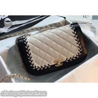 Good Quality Chanel Large Stitch Flap Bag 101105 Black/Off White Runway 2018