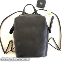 Duplicate Chanel Lambskin and Gold-Tone Metal Backpack Large Bag A57558 Black 2018
