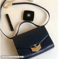 Perfect Chanel Calfskin Flap Bag A57490 Blue 2018