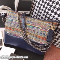 Best Grade Chanel Tweed/Calfskin Gabrielle Medium Hobo Bag A93824 Multicolor/Blue 2018 Collection