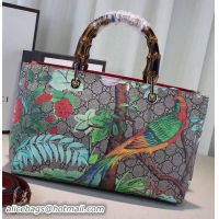 Beautiful New Gucci Bamboo GG Supreme Shopper Tote Bag 323660 Red