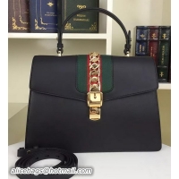 Discount Grade Gucci Sylvie Leather Shoulder Bag 421665 Black