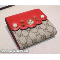 Best Price Gucci GG Supreme French Flap Wallet 431480 Red