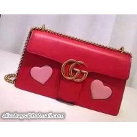 New Style Gucci GG Marmont Original Leather Shoulder Bag 431777 Red