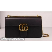 Best Product Gucci GG Marmont Leather Shoulder Bag 431777 Black