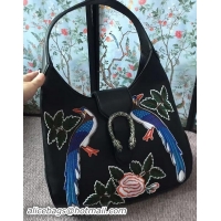 Best Product Gucci Dionysus Embroidered Leather Hobo Bag 444072 Black