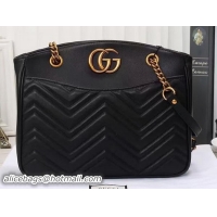 Famous Brand Gucci GG Marmont Matelasse Tote Bag 443501 Black