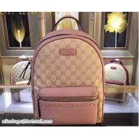 Sumptuous Gucci GG Canvas/Leather Studded Backpack 431570 Nude Pink 2016