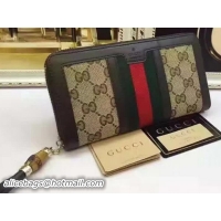 Buy Luxury Gucci Bamboo GG Zip Around Wallet 353615 Brown