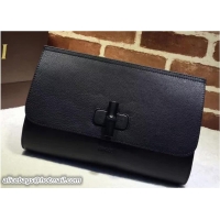 Best Product Gucci Bamboo Daily Leather Medium Clutch Bag 387220 Black